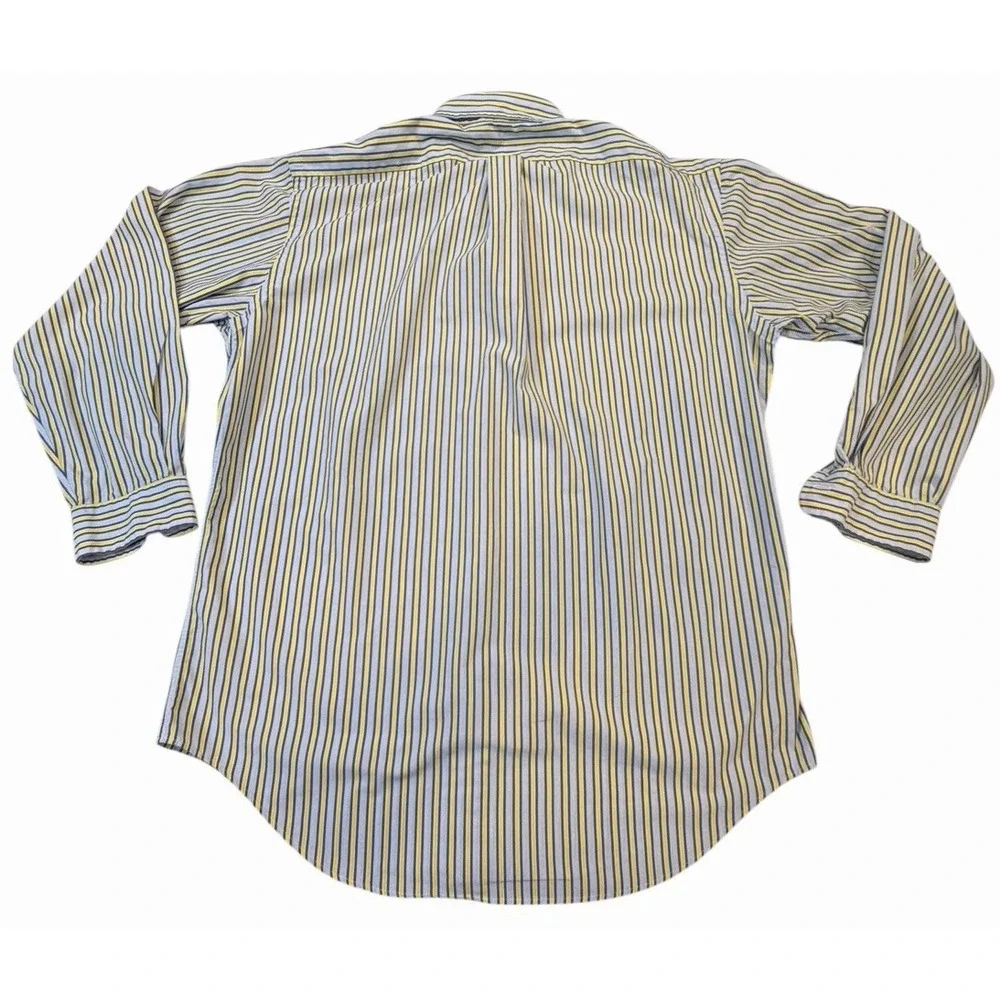 Polo Ralph Lauren Yarmouth Shirt 15.5 33 M Blue Yellow Stripe Button Down